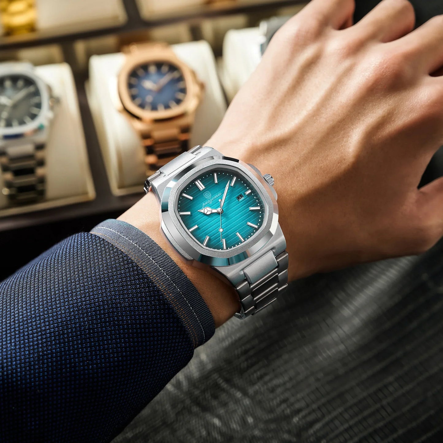 PAAZOMU Top Luxury Brand Man Watch Sports Waterproof Luminous Date Men Wristwatch Square Dial Quartz Men's Watches High Quality