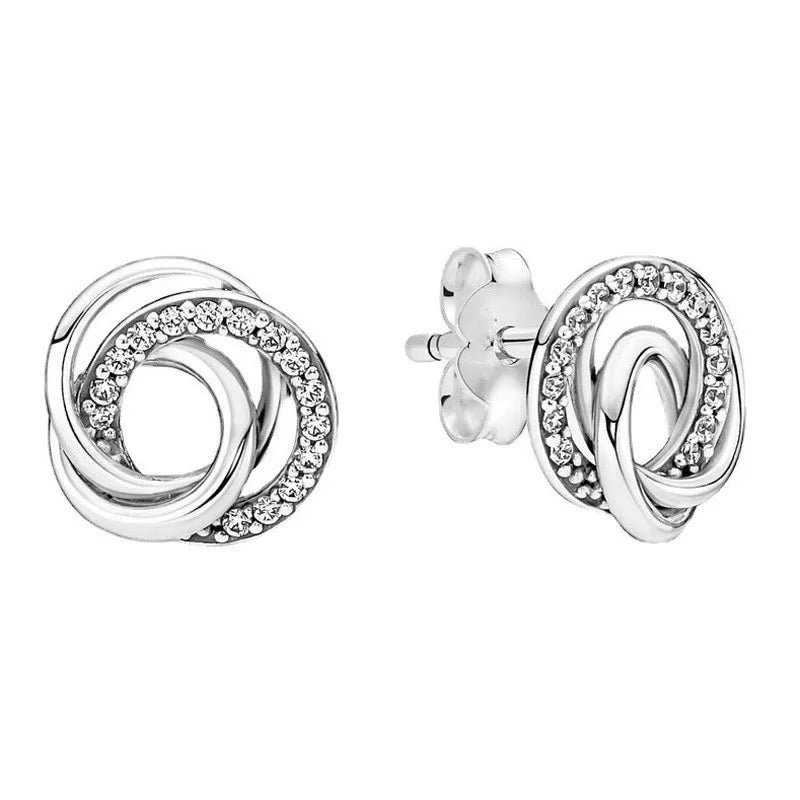New S925 Silver Heart Stone Stud Earrings Suitable for Valentine's Day, Mother's Day, Anniversary Gift DIY Charm Jewelry