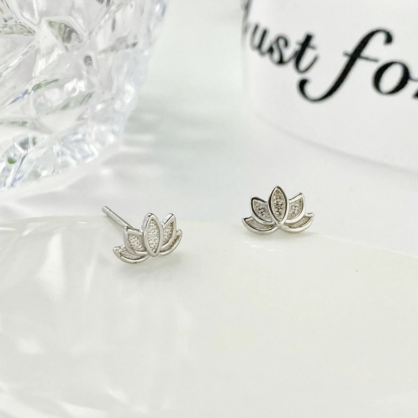 S925Silver Forest style lotus earrings, lotus earrings for women, simple, fresh, niche design, cute and artistic