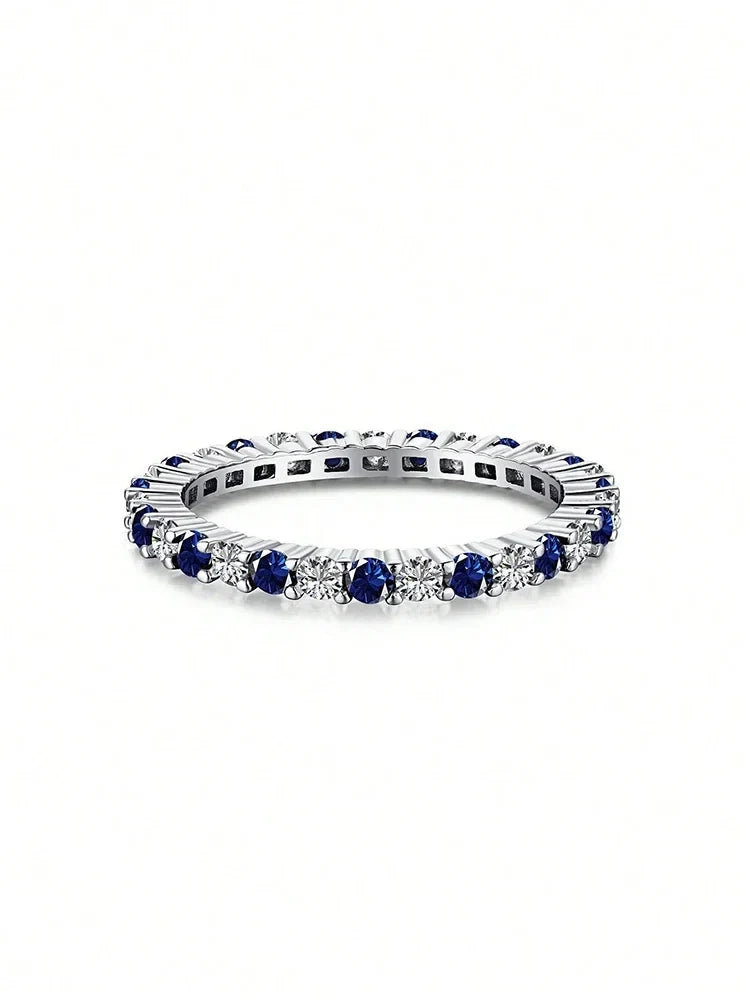 925 Sterling Silver Fashion Shiny 1.4mm Full Zircon Stackable Plain Ring For Women Daily Party Personalized Fine Jewelry
