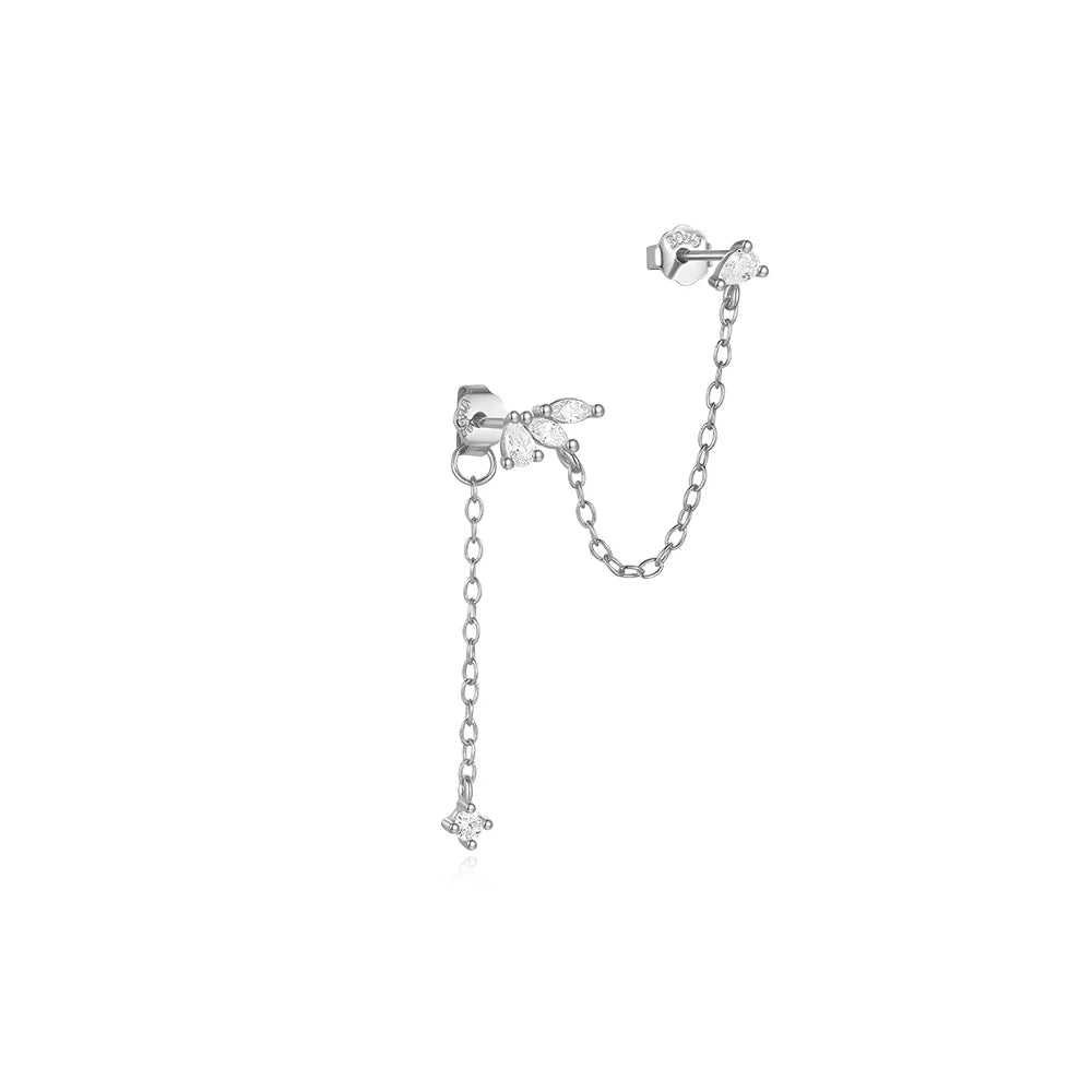 CANNER 1PC Four Pointed Star Moon Tassel Lotus Cartilage Spiral Puncture 925 Sterling Silver Stud Earring For Women Ins Earring