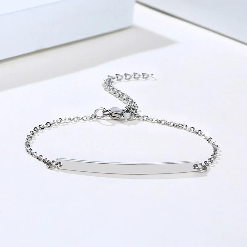 Vnox Minimalist Personalize Engrave Stainless Steel Thin Bar Bracelets for Women Lady Custom Friendship Bridesmaid Gifts Jewelry