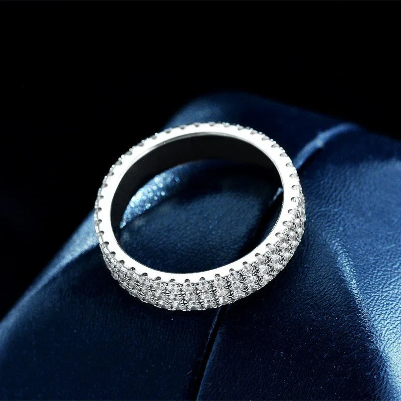 NeeTim Full Moissanite Ring Sterling Silver 925 with Gold Plated Wedding Engagement Eternity Band Patry Luxury Jewelry for Women