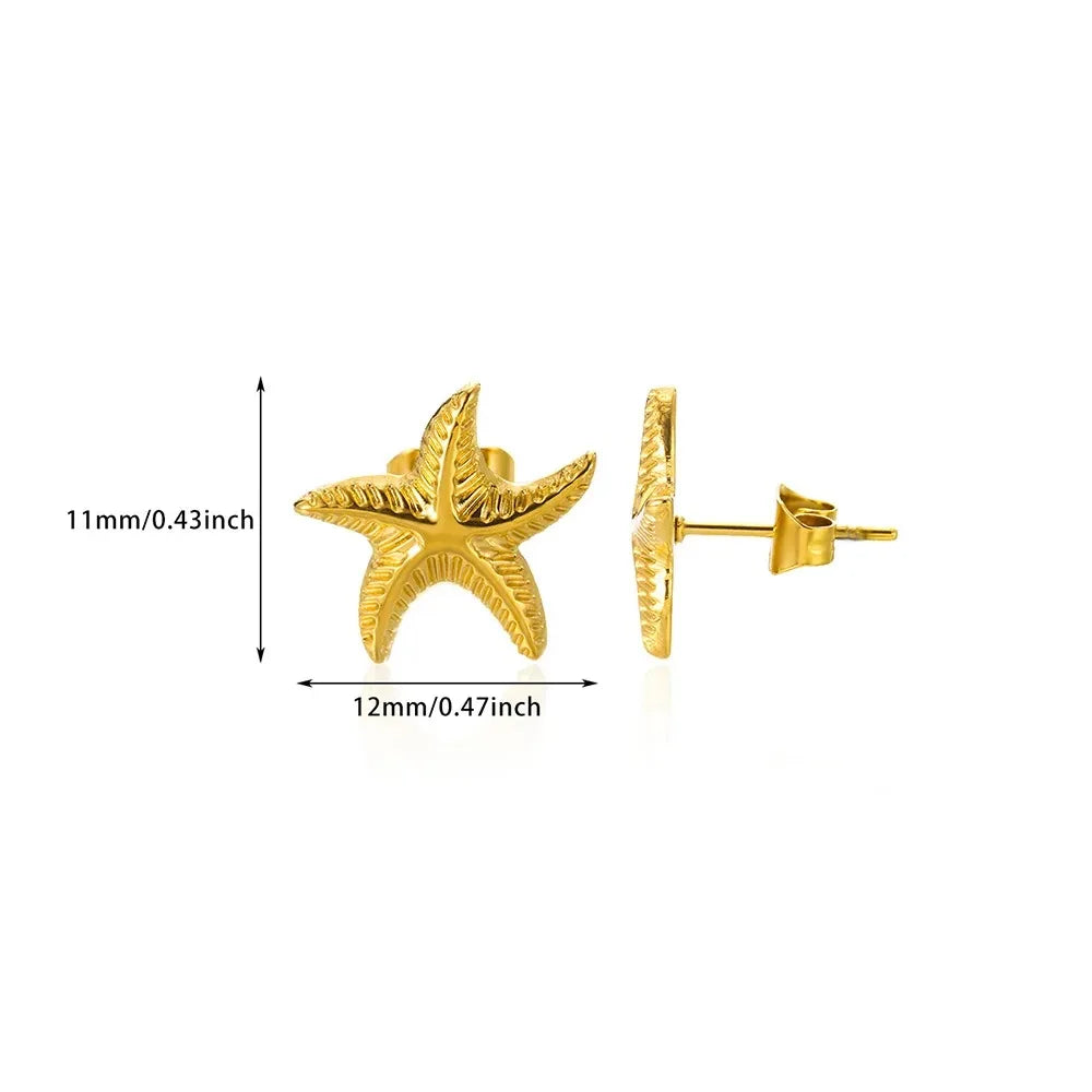 Water Drop Zircon Stars Stud Earrings For Women Stainless Steel Gold Color Statement Earring 2023 Femme Christmas Jewelry Gift