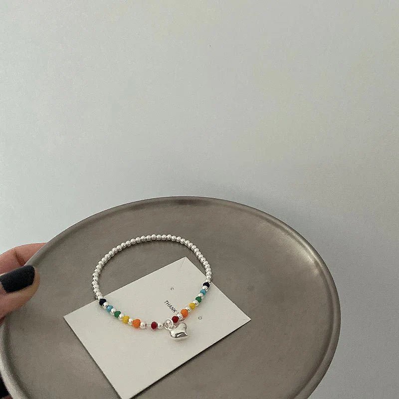 Sterling Silver plated Thai Silver Bracelet for Women Vintage Geometric Heart Love Lucky Punk Jewelry 2023 New Dropship