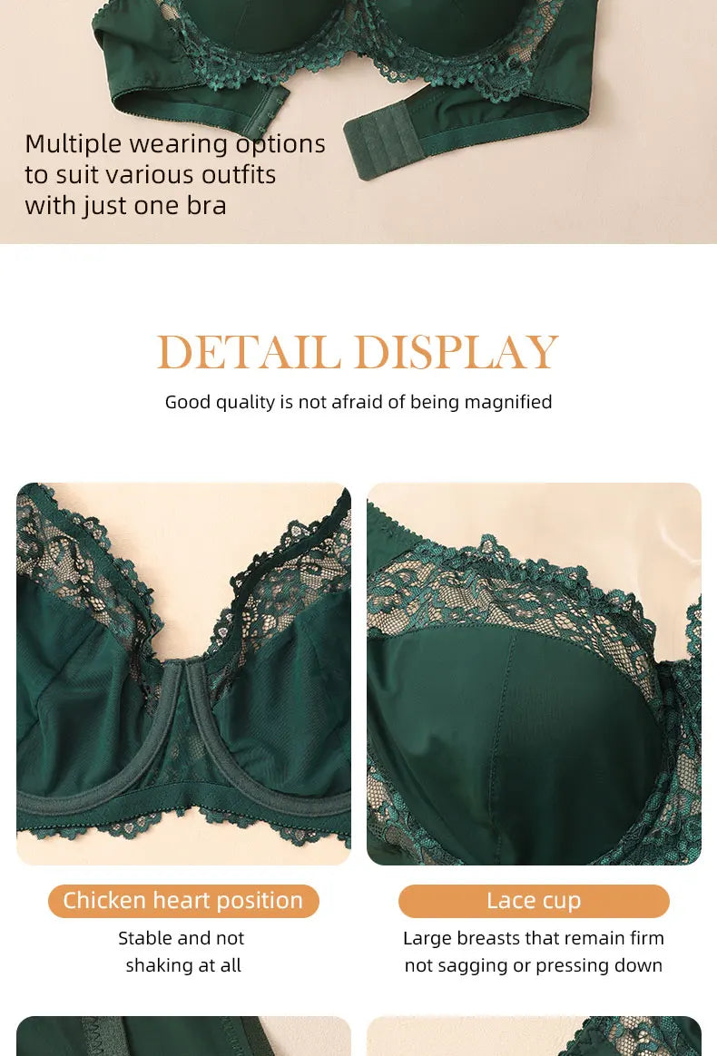 Bras For Womens Lingerie BH Tops Elegance Lace Bras Sexy Underwear Underwire Support Plus Size Brassiere Leisure A B C D E Cup