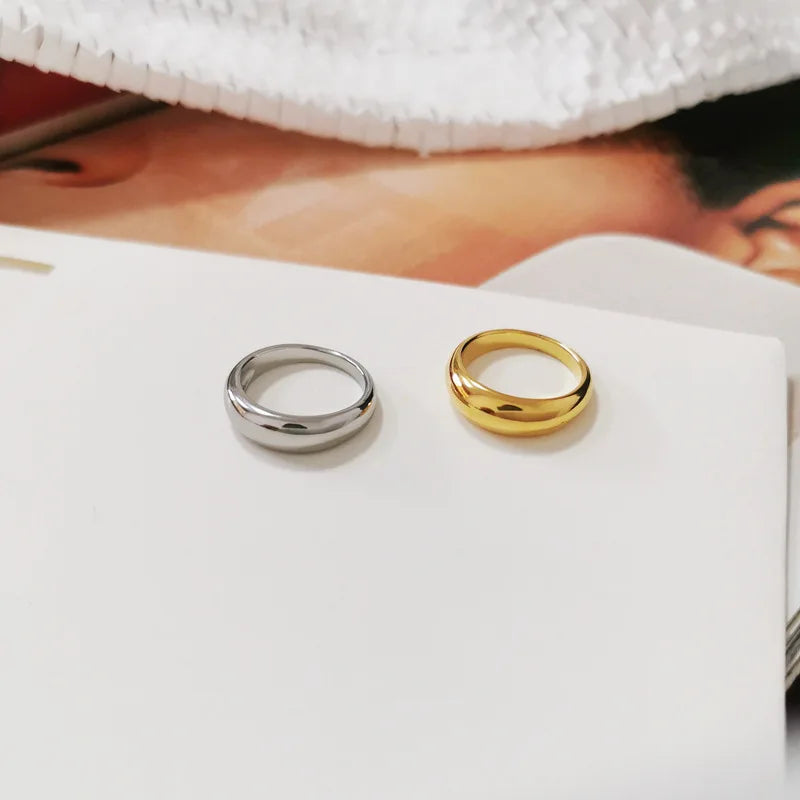 Simple Stainless Steel Women's Ring Glossy Curved Gold Color French Punk Party Ornaments for Woman Wholesale Dropshipping