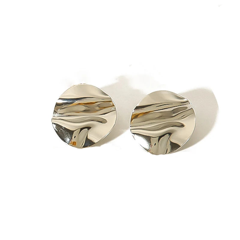 Fashion Circular Pleated Ear Clips Without Pierced for Women Personalized Design Irregular Punk Metal Earrings Party Jewelry