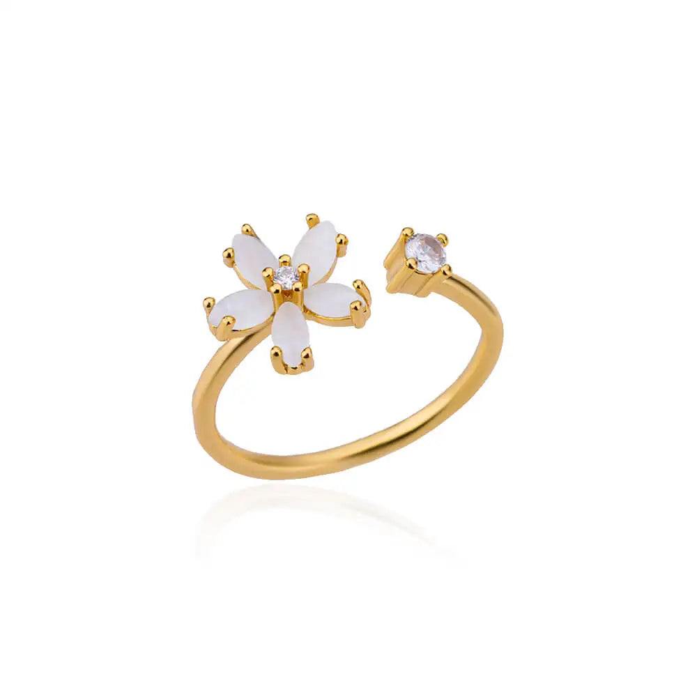 Delicate Zircon Flower Rings for Women Stainless Steel Ring 2024 New Trend Elegant Luxury Aesthetic Jewelry anillos