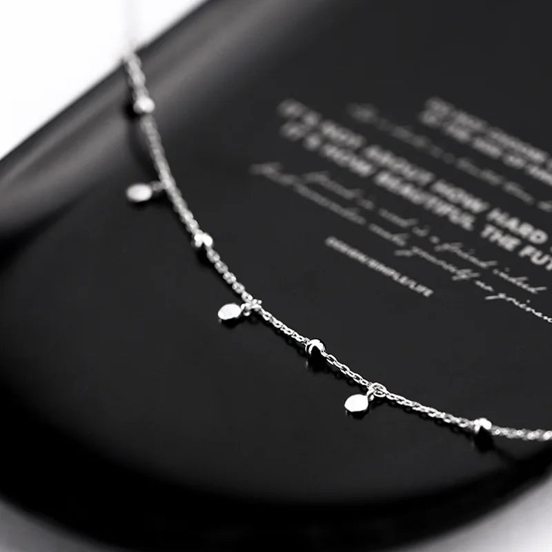 925 Sterling Silver Neck Chain Tassels Round Necklaces Women Jewelry Exquisite Elegant Aesthetic Charms Accessories Argent 925