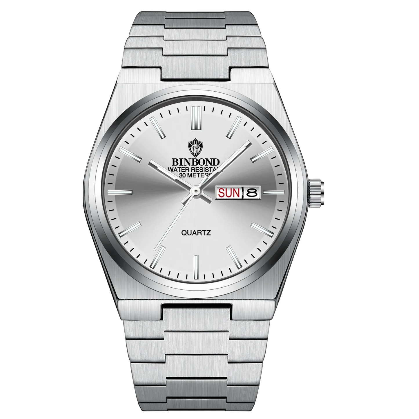 BINBOND Luxury Fashion Man Clock Top Business Waterproof Luminous Date Week Men's Watches Quartz Stainless Steel Men Wristwatch