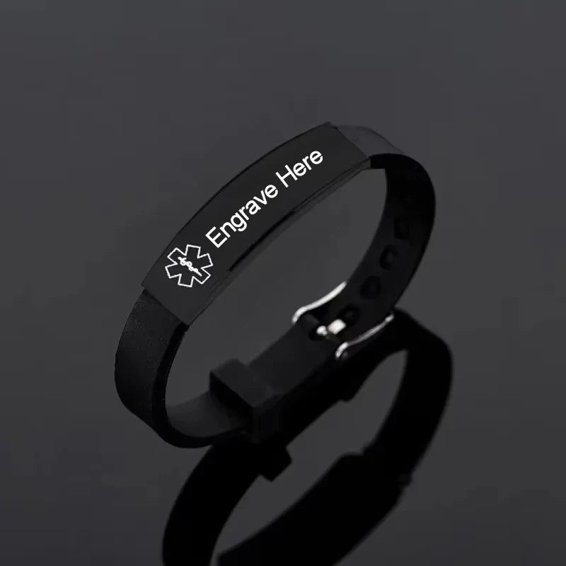 Personalized Engraved Name Letter Logo Bracelet Stainless Steel Silicone Bracelets Bangles For Men Women Custom Jewelry