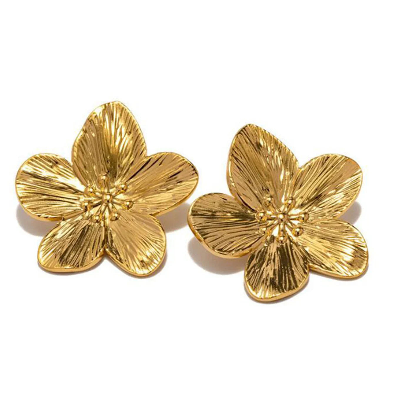 Uworld Hypoallergenic Stylish Vintage Flower Stud Earrings Premium 18k Gold Plated Stainless Steel For Women Party сережки женск