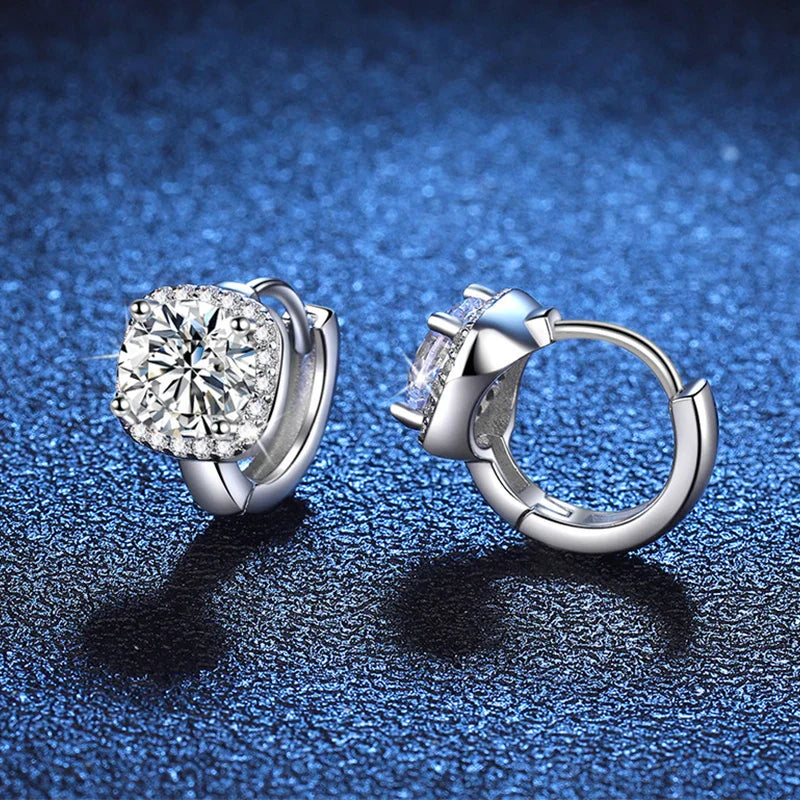 NeeTim 0.5ct 1ct Rainbow Color Moissanite Studs Earrings for Women S925 Silver Black Blue Pink Lab Diamond Wedding Stud Earring
