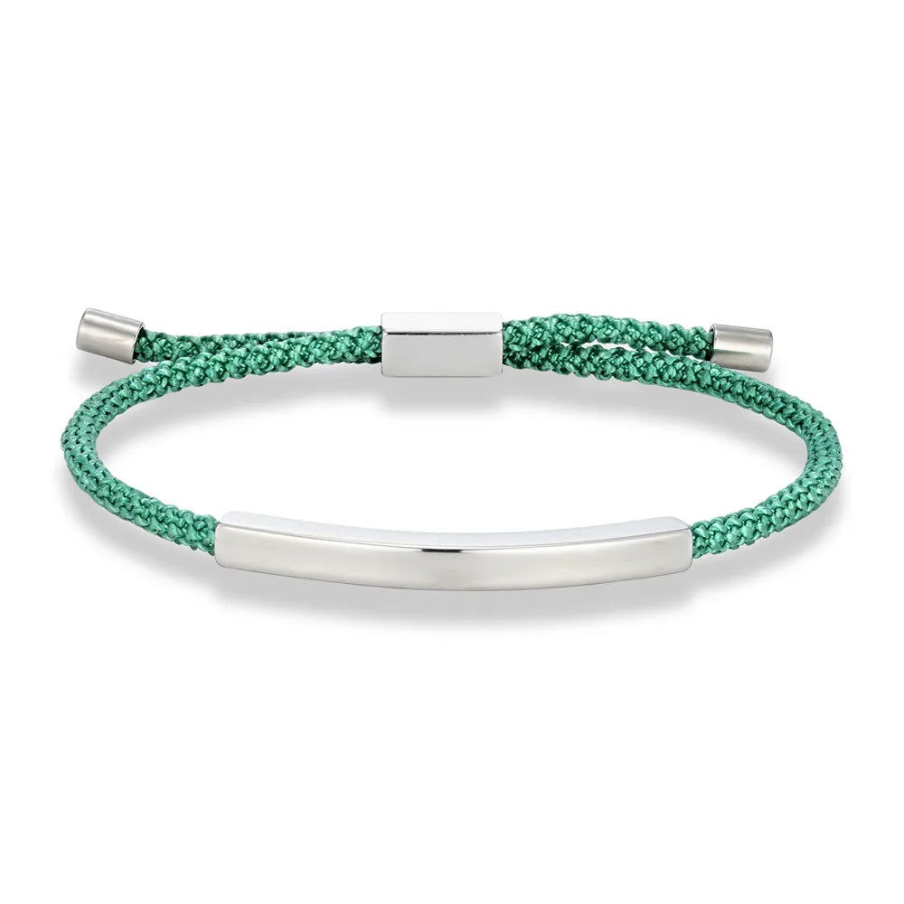 Men Women Punk SOS Custom logo Name Engrave Text Adjustable Thin Rope Bracelet customize Stainless Steel ID Bracelet
