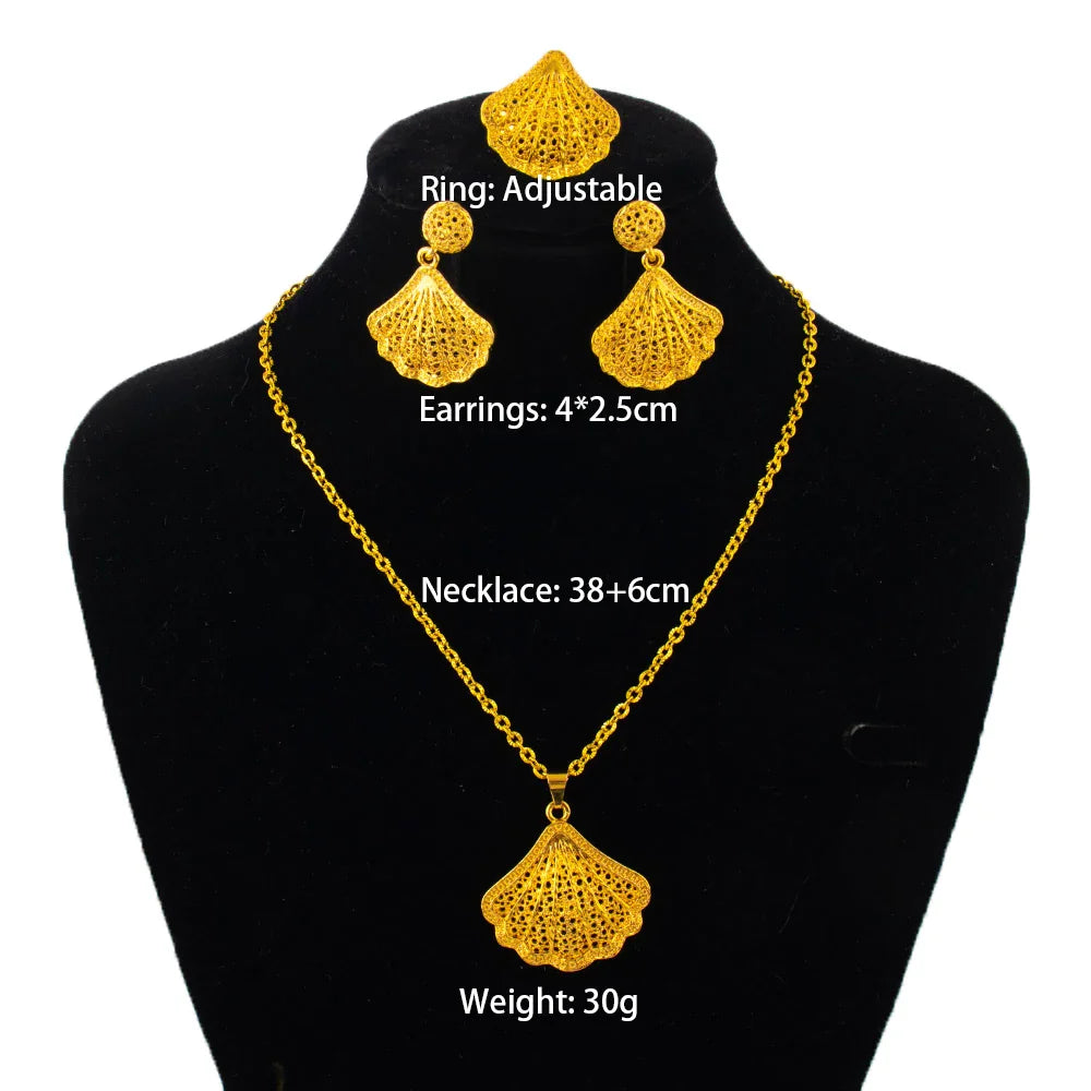 fashion gold jewelry set stainless steel earrings necklaces for women simple Personality gift wedding party Accessories