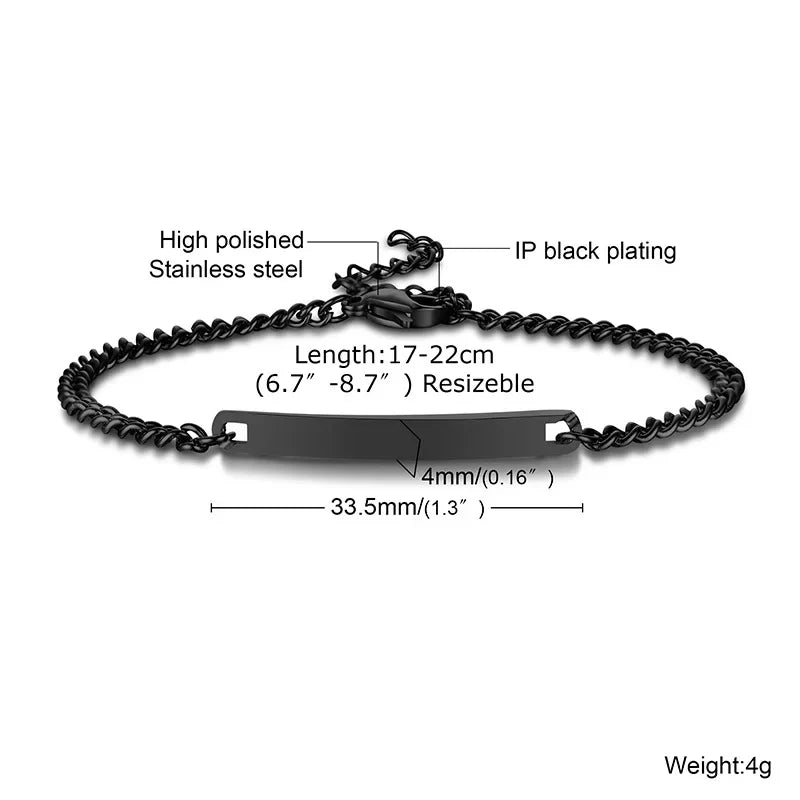 Vnox Minimalist Personalize Engrave Stainless Steel Thin Bar Bracelets for Women Lady Custom Friendship Bridesmaid Gifts Jewelry