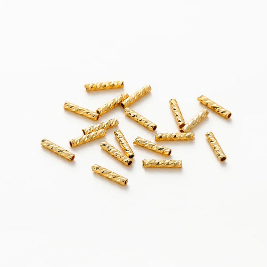 100pcs 7MM 10MM 14K 18K Gold Plated Brass Straight Tube for Bracelet Making StripeTubes Jewelry Supplies Diy Accessories