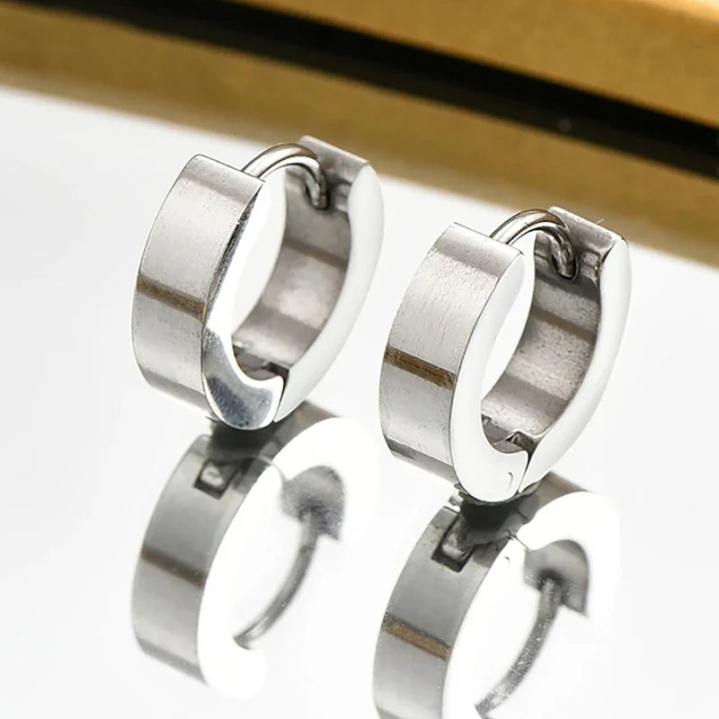 Fashion Trend Hip Hop Cool Stainless Steel Square Stud Earrings Simple Design Of Street Leisure Chic High-grade Jewelry