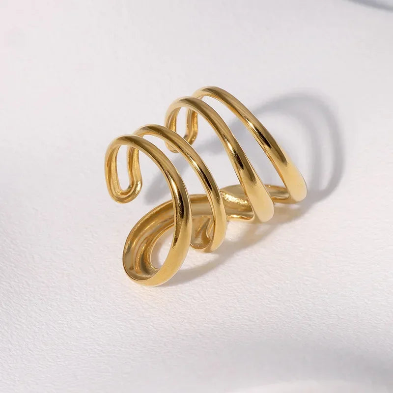 LATS Stainless Steel Gold Color Rings for Women Men 2024 Colorfast Popular Party Personalized Exaggerated Charms Jewelry Gifts