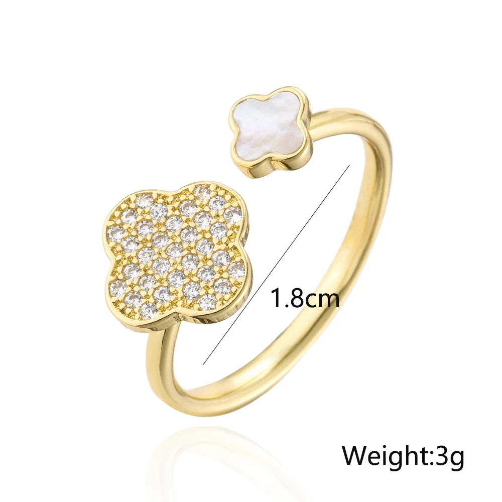NEWBUY Hot Sale Statement Flower Design Open-End Wedding Ring For Women Luxury AAA CZ Zirconia Engagement Jewelry Femme Bijoux