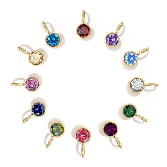 12 Color Birthstone Pendant Month Zirconia for Necklace Color Stone DIY Charms Accessories Birthday Gift Jewelry