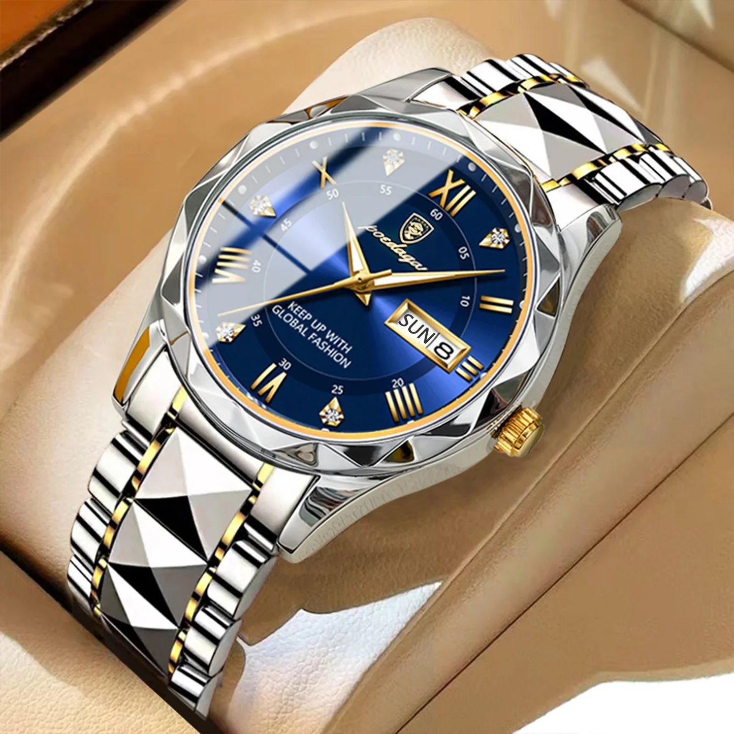 POEDAGAR Business Luxury Men's Watches Waterproof Stainless Steel Luminous Man Wristwatch Date Week Sport Men Quartz Watch Reloj