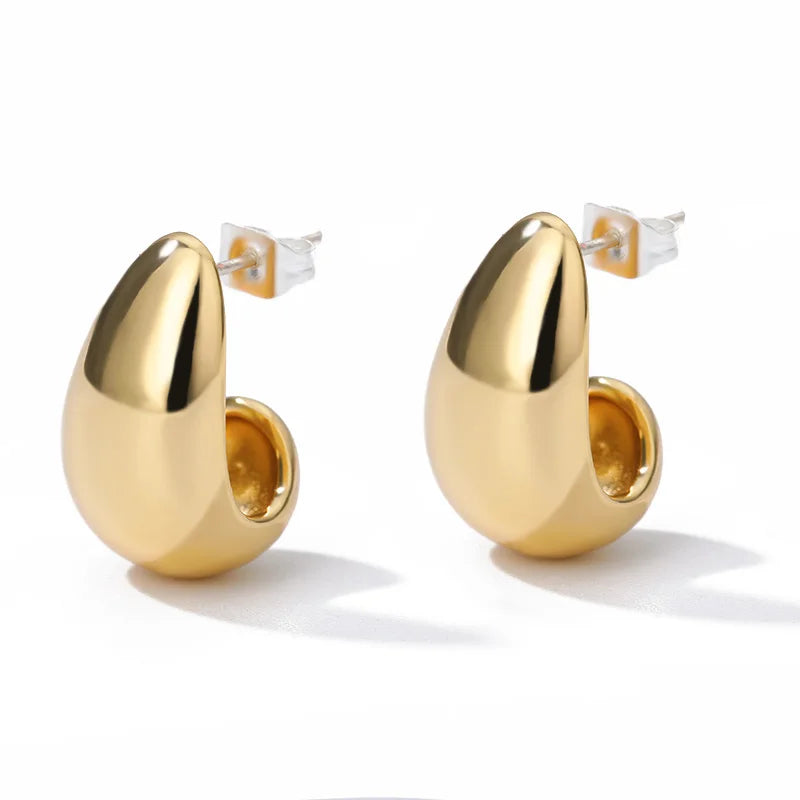 Vintage Round Stainless Steel Hoop Earrings For Women Gold Plated Earring 2023 Trending Statement Ear Jewelry Christmas Gift