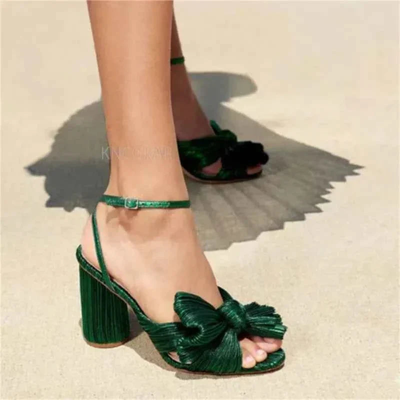 Summer High Quality Open Umbilical Bow High Heels Women's Sandals Party Dress Wedding Shoes