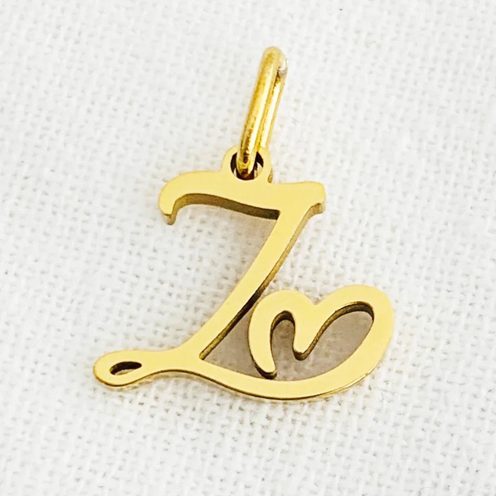 SUNIBI Heart Art Initial Alphabet Pendant DIY Name Customized Birthday Gift Stainless Steel Women Fashion Jewelry A-Z Wholesale