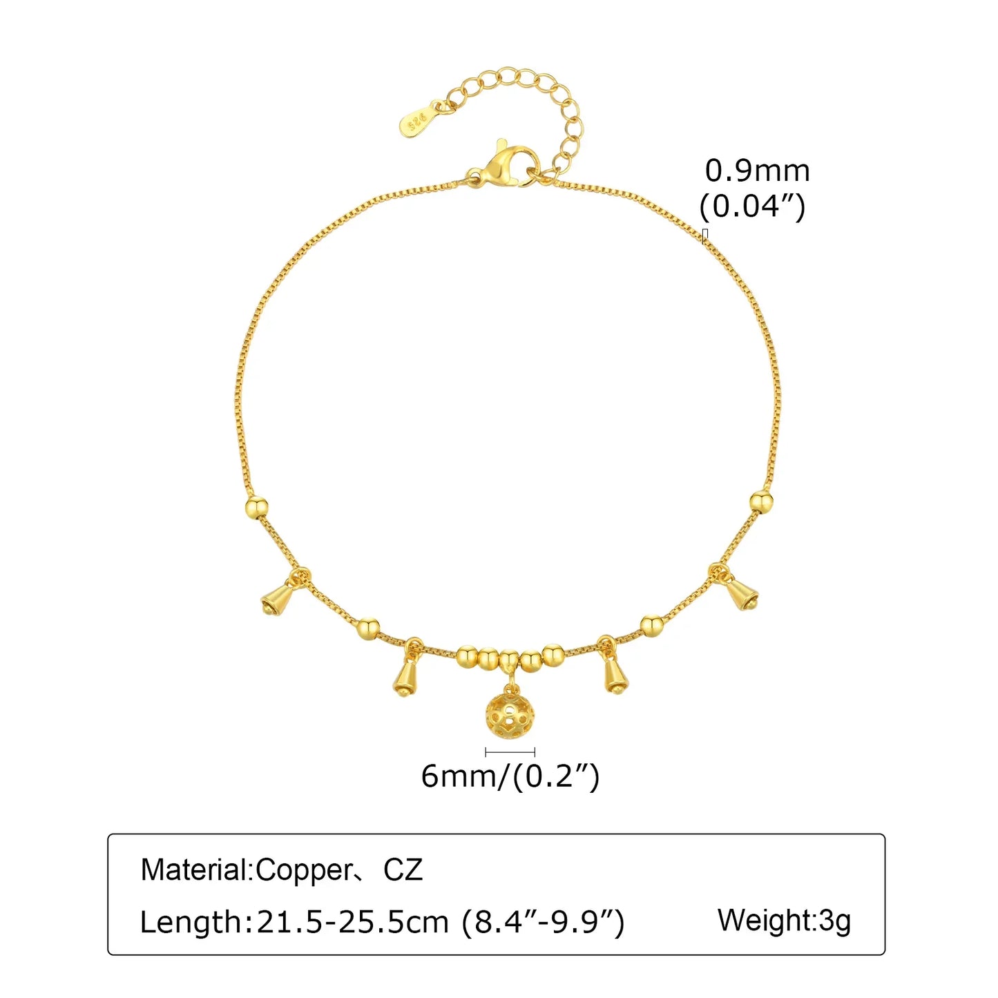 Anklet Bracelet on Legs Stainless Steel ,waterproof Adjustable Beach Beaded Ball Cuban Link Summer Boho Foot Jewelry for Women