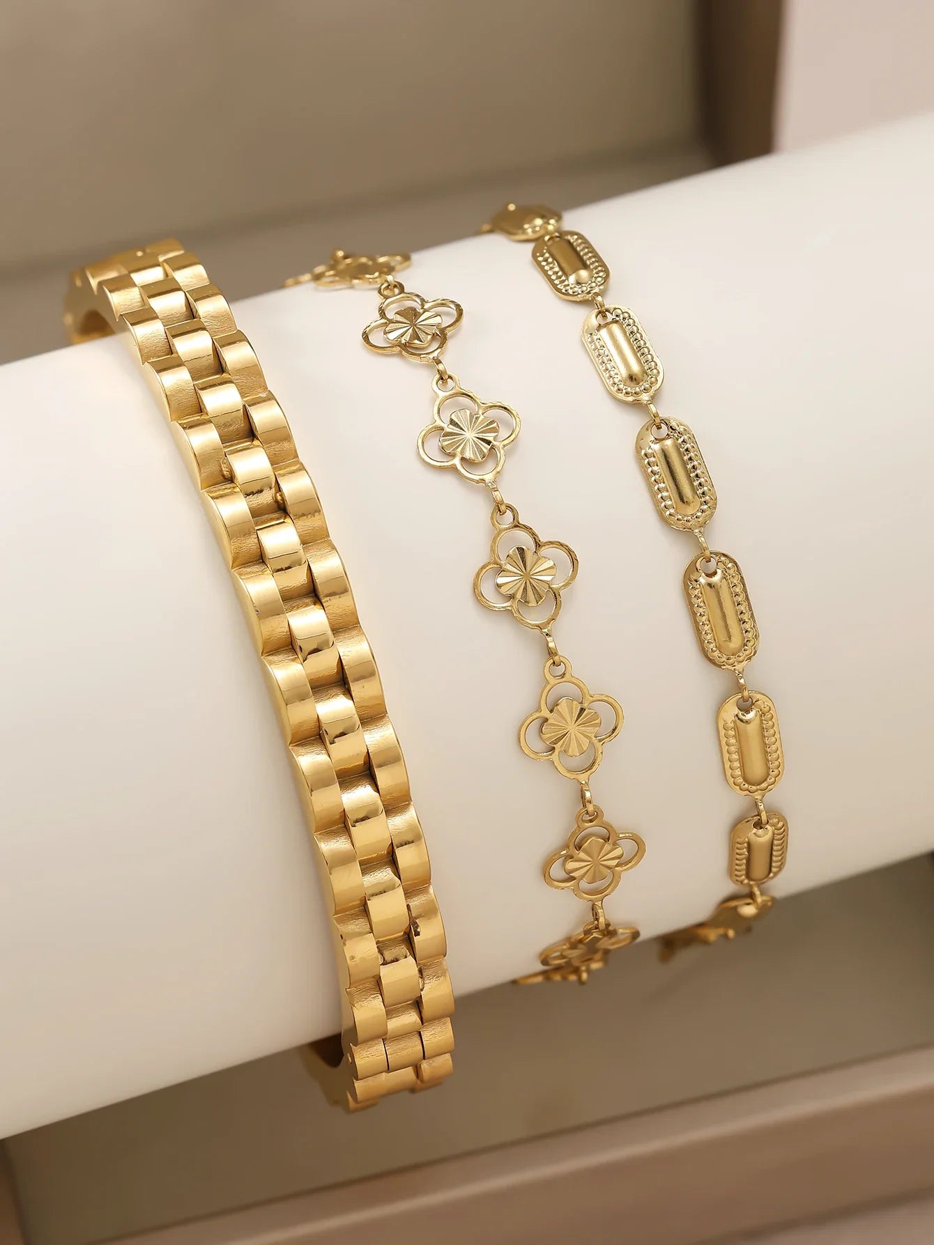 18K gold-plated stainless steel non fading gold bracelet - durable and fashionable jewelry accessory, suitable for holiday gifts