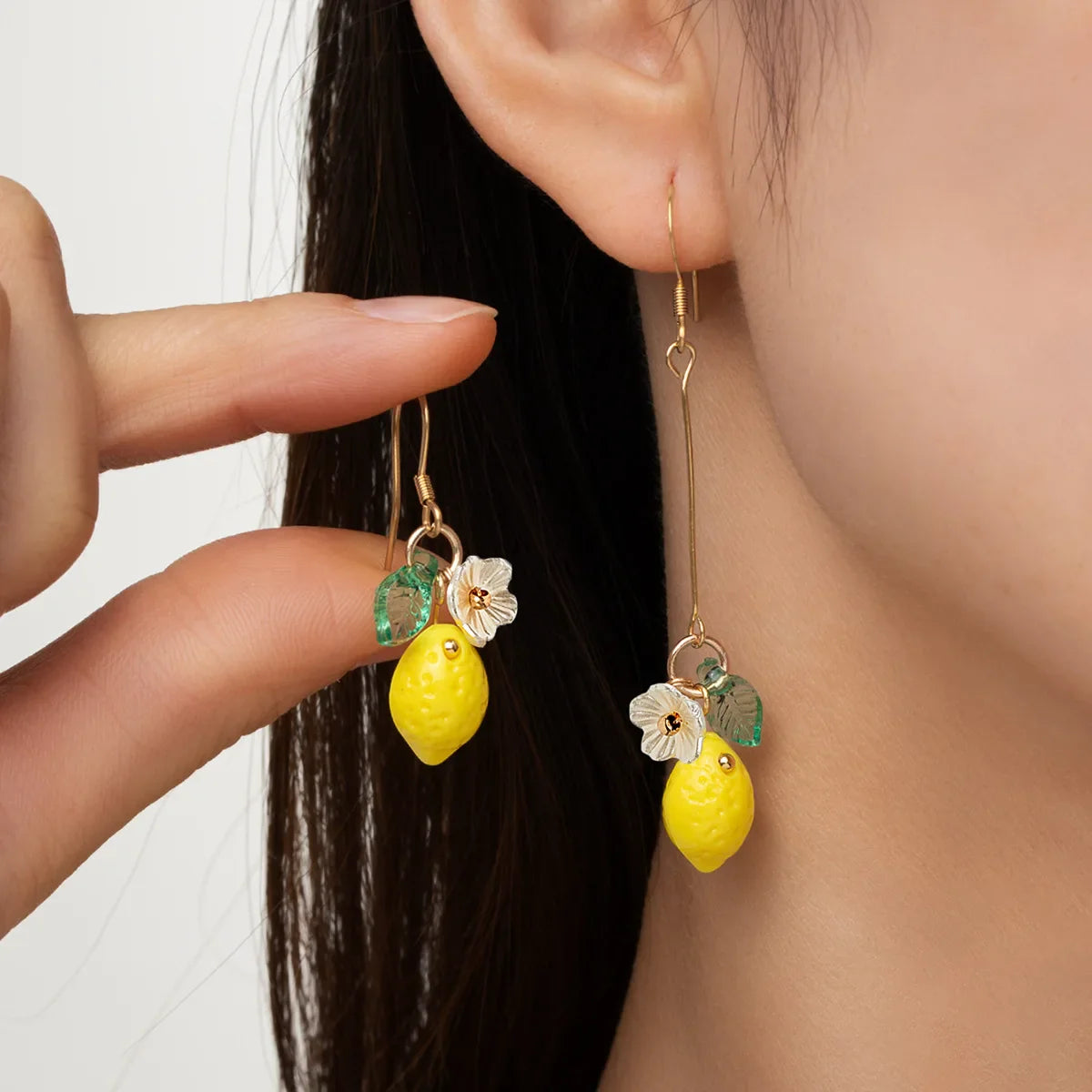 Personalized Lemon Earrings with Long Tassel Summer Fruit Dangle Earrings Versatile Bohemian Jewelry Gift for Women