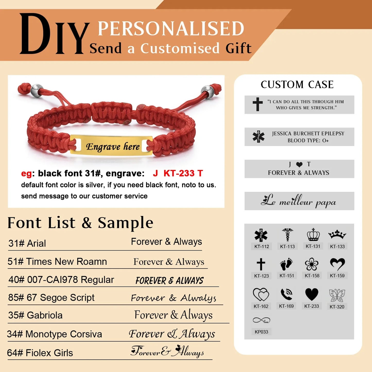 Personalized Name Bracelet for Girl Boy Child, Adjustable Braided Rope Custom ID Tag Bracelet, Engrave Birthday Christmas Gift