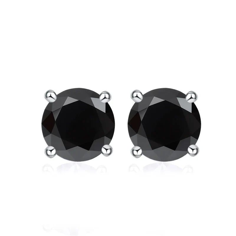 NeeTim 0.5ct 1ct 2ct Moissanite Stud Earrings for Women 925 Sterling Silver Pink Black Blue Grey Sparkling Lab Diamond Earring