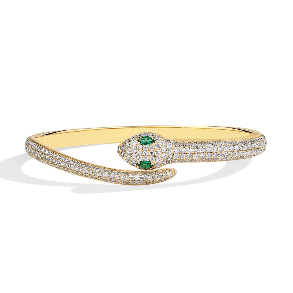 MINTYBOX Snake S925 Silver Moissanite Bracelets for Women Lab Diamond 16-19cm 18k Gold Plated Wedding Luxury Fine Jewelry Gift