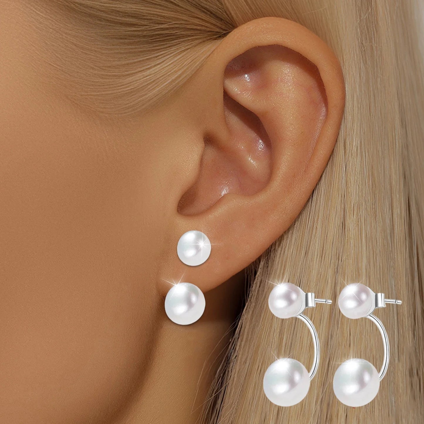 S925 Silver Small Pearl Stud Earrings Nearly Round, Subtle Elegance, Versatile Ear Adornments