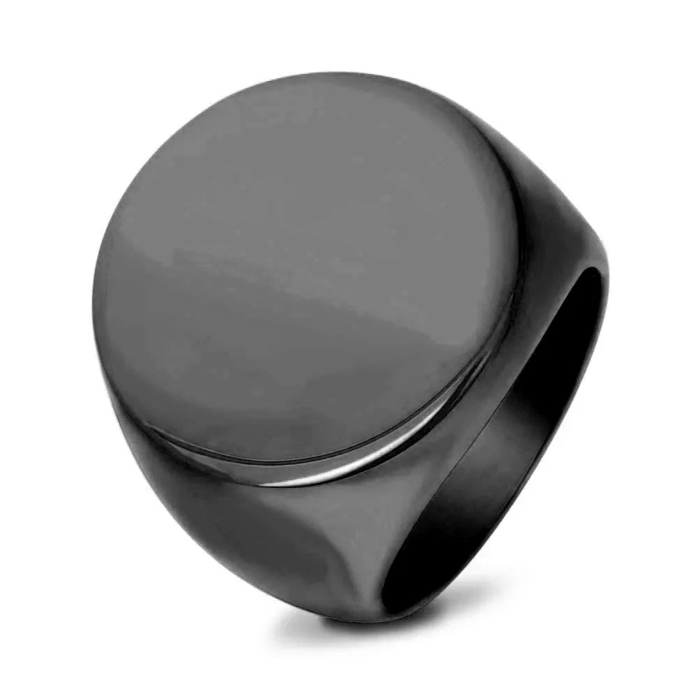 Customized Signet Ring Engrave Name Logo Photo Jewelry Stainless Steel Round Men Women  For Family Wedding Personalized Gifts