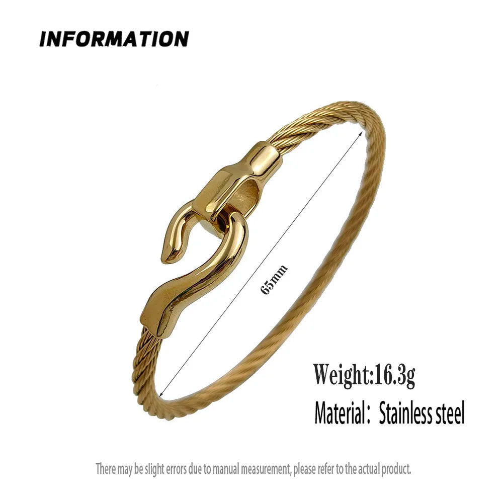 New steel wire button hook gold-plated stainless steel bracelet 18K, high quality waterproof couple bracelet, wife gift