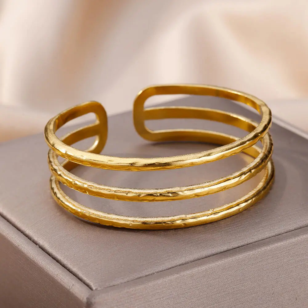 Snake Bangle Bracelet For Women Stainless Steel Opening Gold Plated Opening Bangle Animal Aesthetic Jewelry pulseras mujer