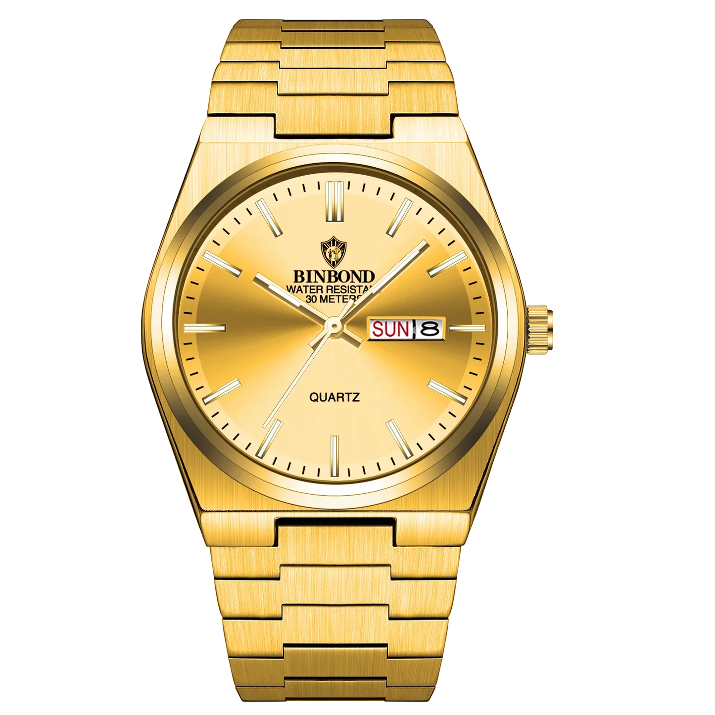 BINBOND Luxury Fashion Man Clock Top Business Waterproof Luminous Date Week Men's Watches Quartz Stainless Steel Men Wristwatch