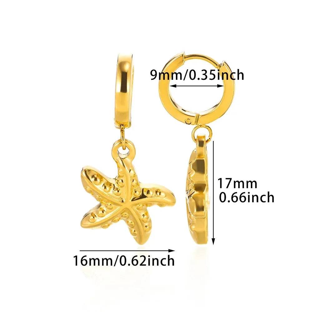 Water Drop Zircon Stars Stud Earrings For Women Stainless Steel Gold Color Statement Earring 2023 Femme Christmas Jewelry Gift