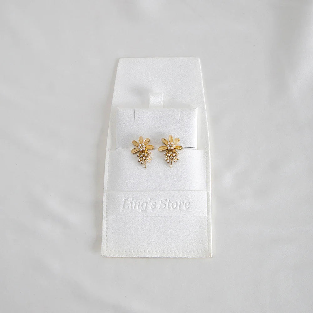 20/50/100pcs Personalized Logo Jewelry Microfiber Strip 8x8cm Bag Insert With 6x6cm Pad Card For Earrings Studs Necklace Pendant