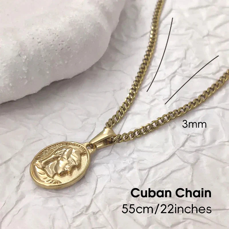 Roman Centurion Pendant 18K Gold Plated 18K Gold Plated Oval Portrait Charm Vintage Military Style Jewelry Necklace for Men