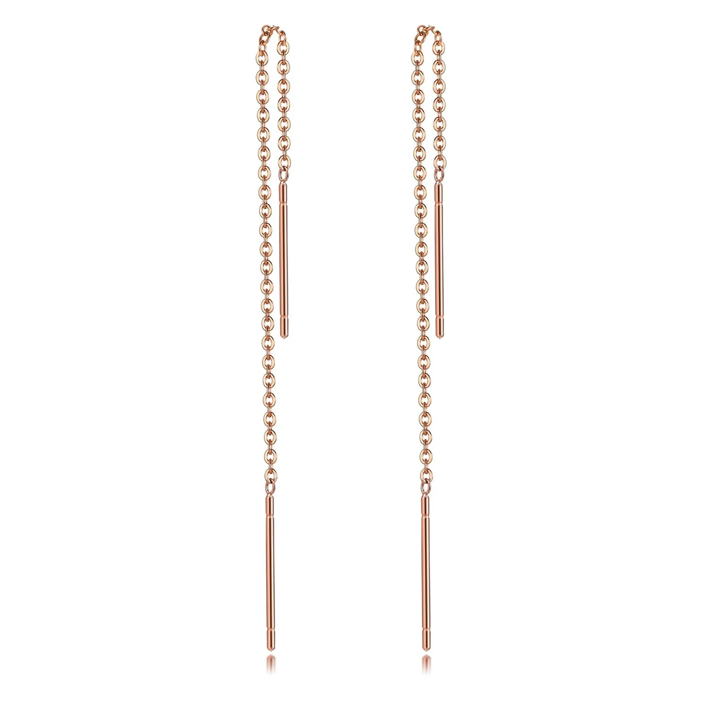 Long Threader Earrings for Women, Thin Linear Earring,Stainless Steel Chain Drop Ear Line , Fashion Korean Jewelry