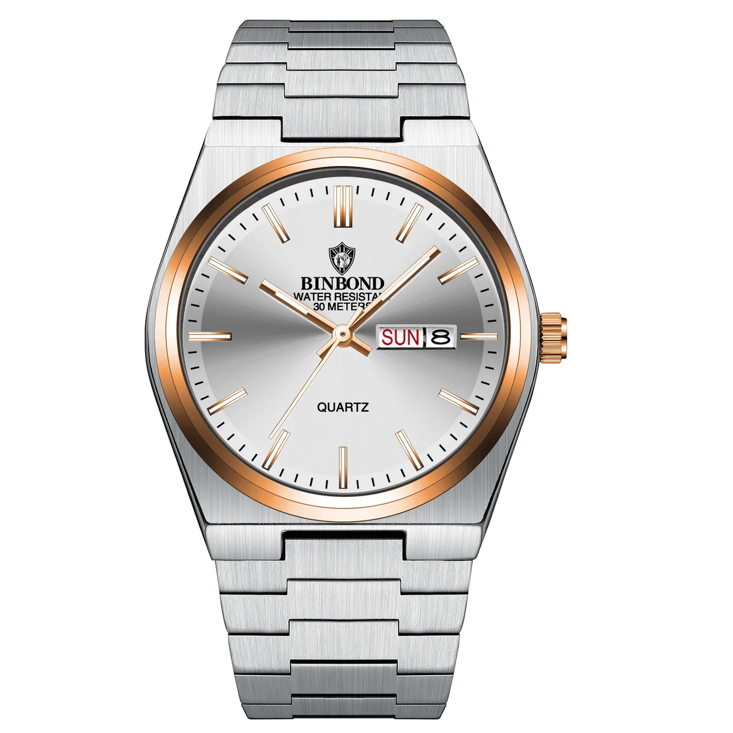 BINBOND Luxury Fashion Man Clock Top Business Waterproof Luminous Date Week Men's Watches Quartz Stainless Steel Men Wristwatch