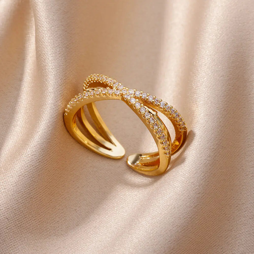 Fashion Zircon Heart Birthstone Rings For Women Stainless Steel Gold Color Birthstone Ring  Aesthetic Wedding Jewelry Gift