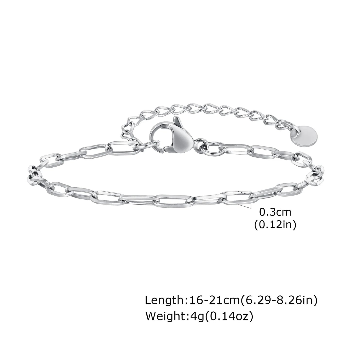 Women Chain Bracelet Silver Color, Stainless Steel Link Stackable Bracelets, Layered Fashion Accessories Gifts