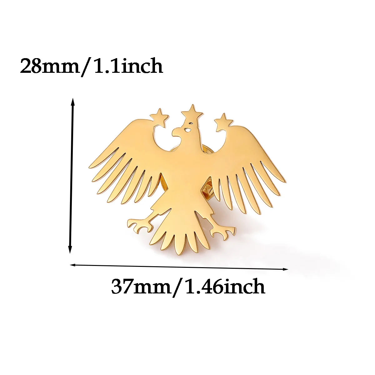 Gold Color Punk Eagle Brooch For Women Men Fashion Geometric Animals Emblem Charm Stainless Steel Jewelry Birthday Father Gift