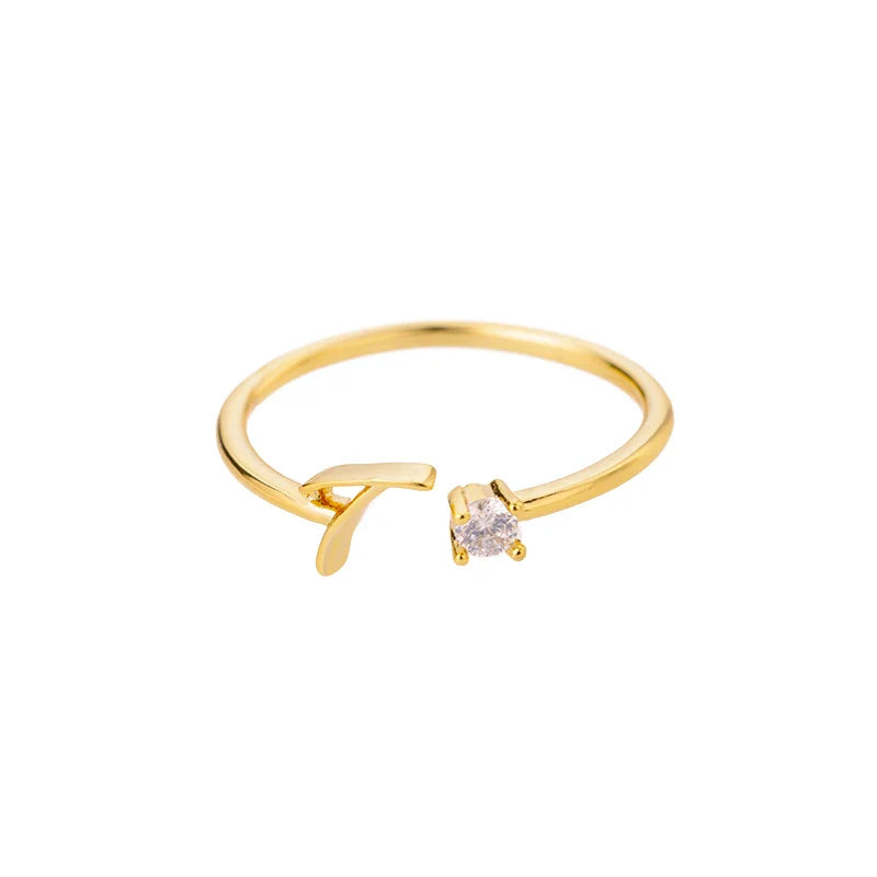 Zircon Tiny Initial Letter Rings For Women Stainless Steel A-Z Letters Adjustable Ring Female Christmas Aesthetic Jewelry Gift